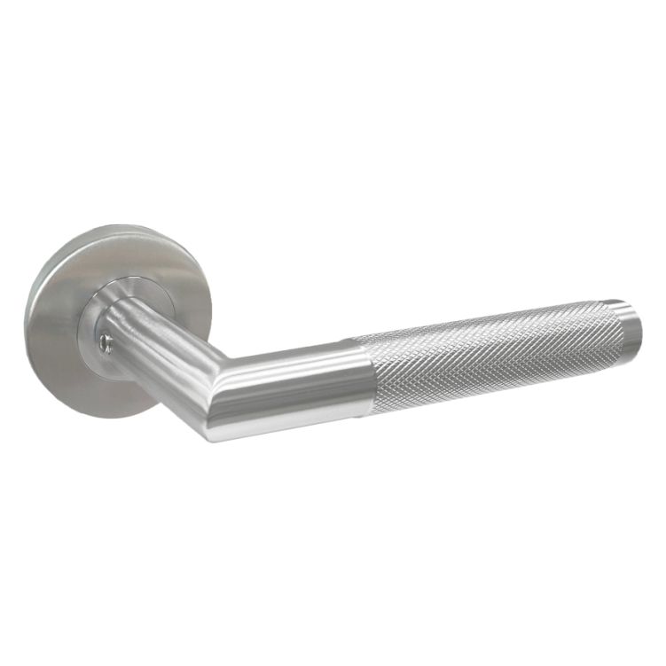 Modern Minimalist Style Right-Angle Knurled Door Handle