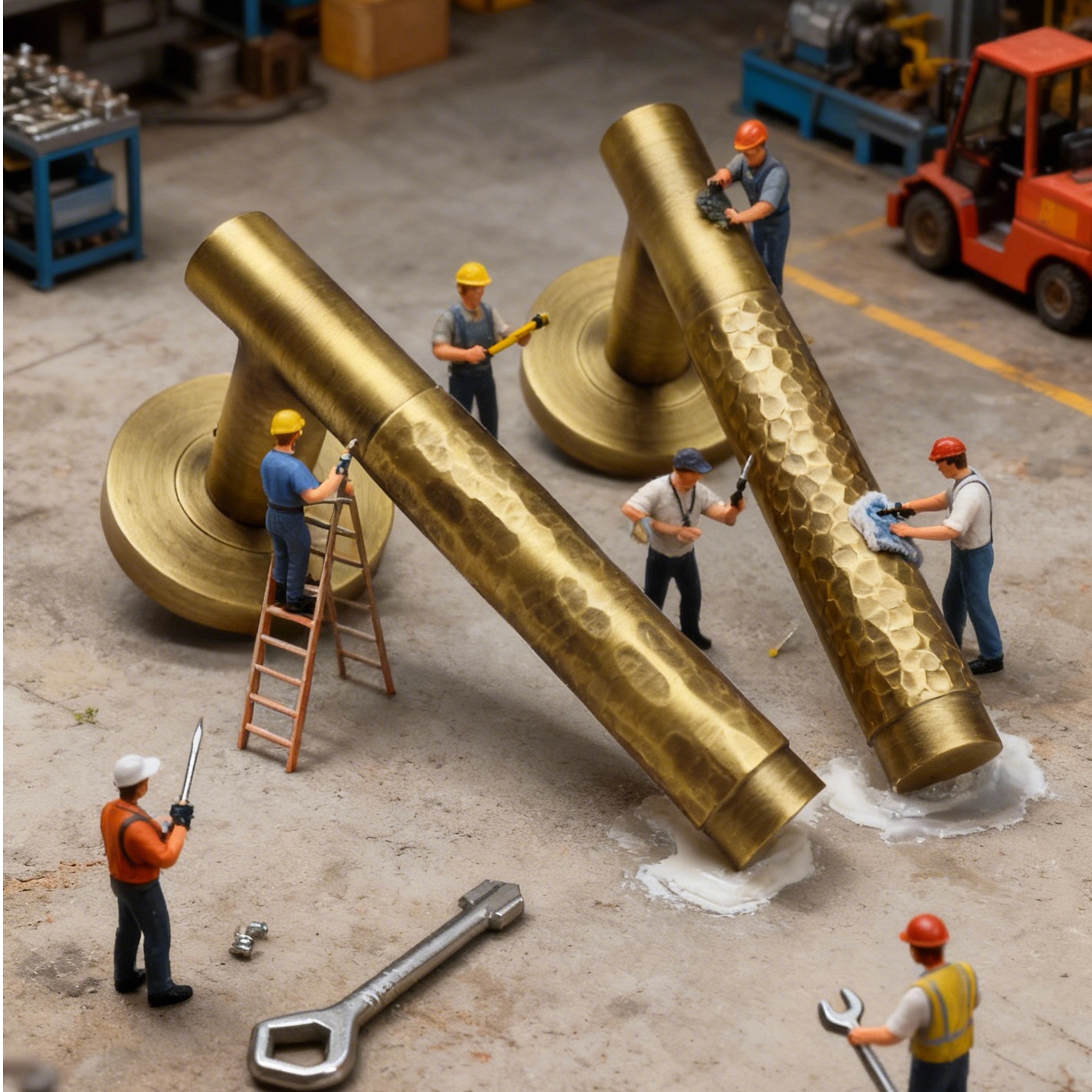 Hand-Hammered Door Handle in SUS304 | Antique Bronze
