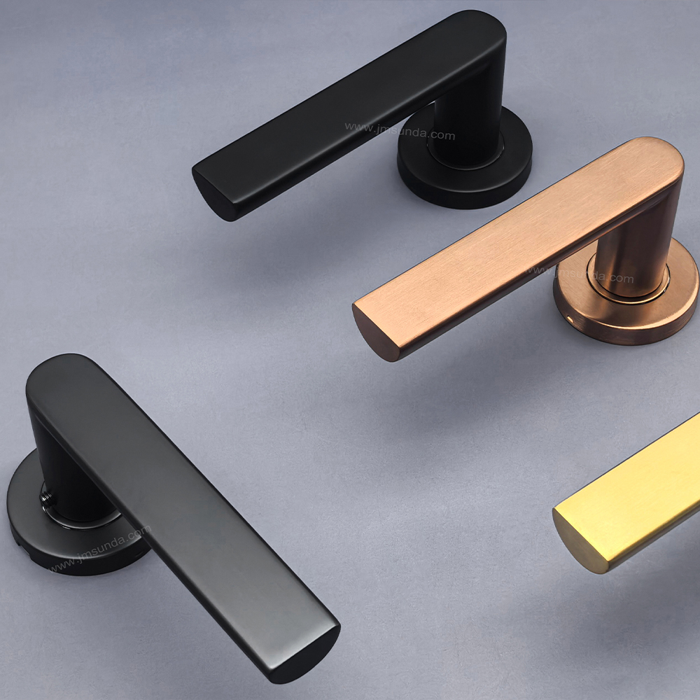 Modern Matte Black Architectural Gold Stainless Steel Door Handle