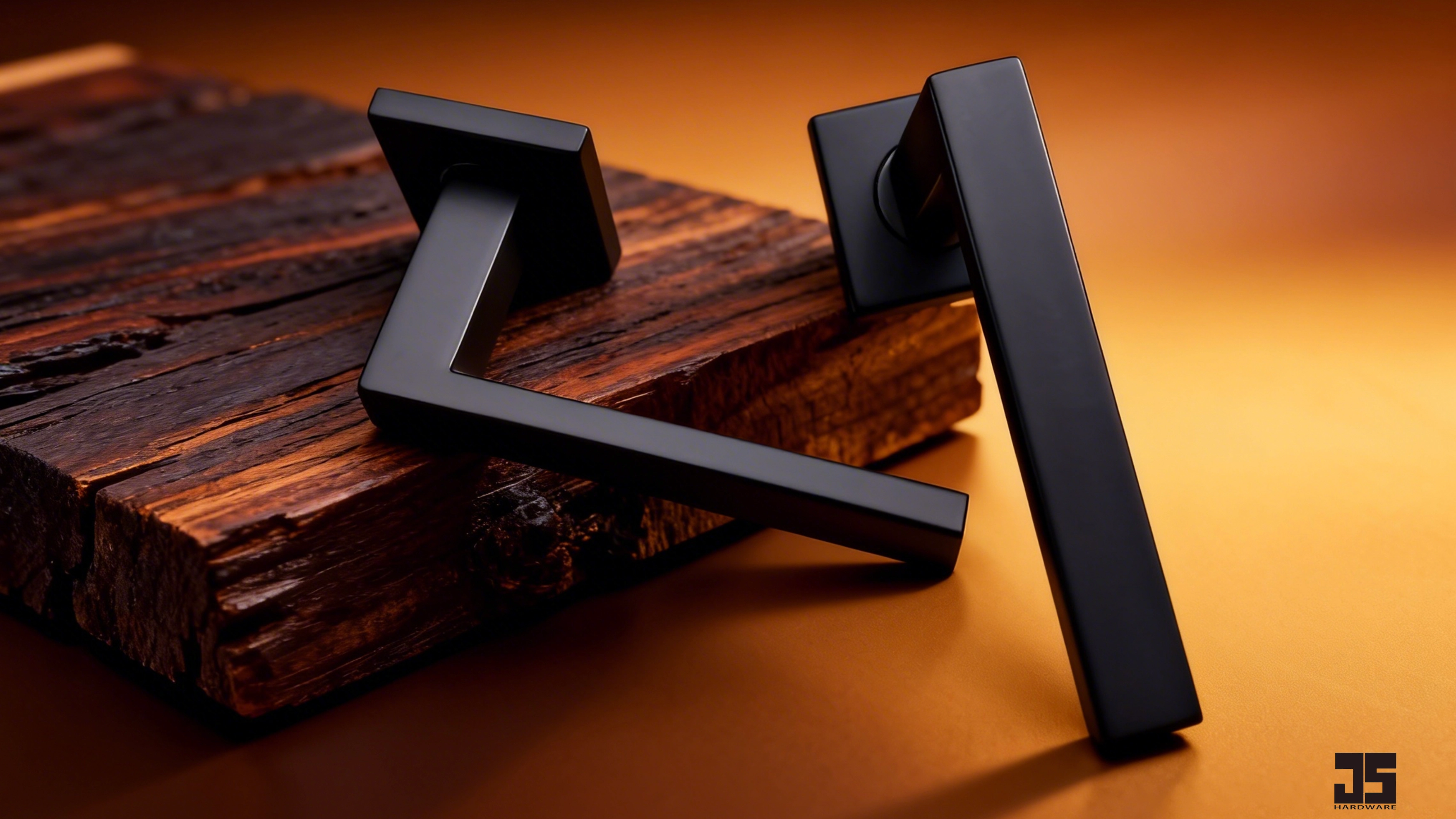 Matte Black Square Lever Door Handle for Modern Interior Doors (53×53 Rosette)