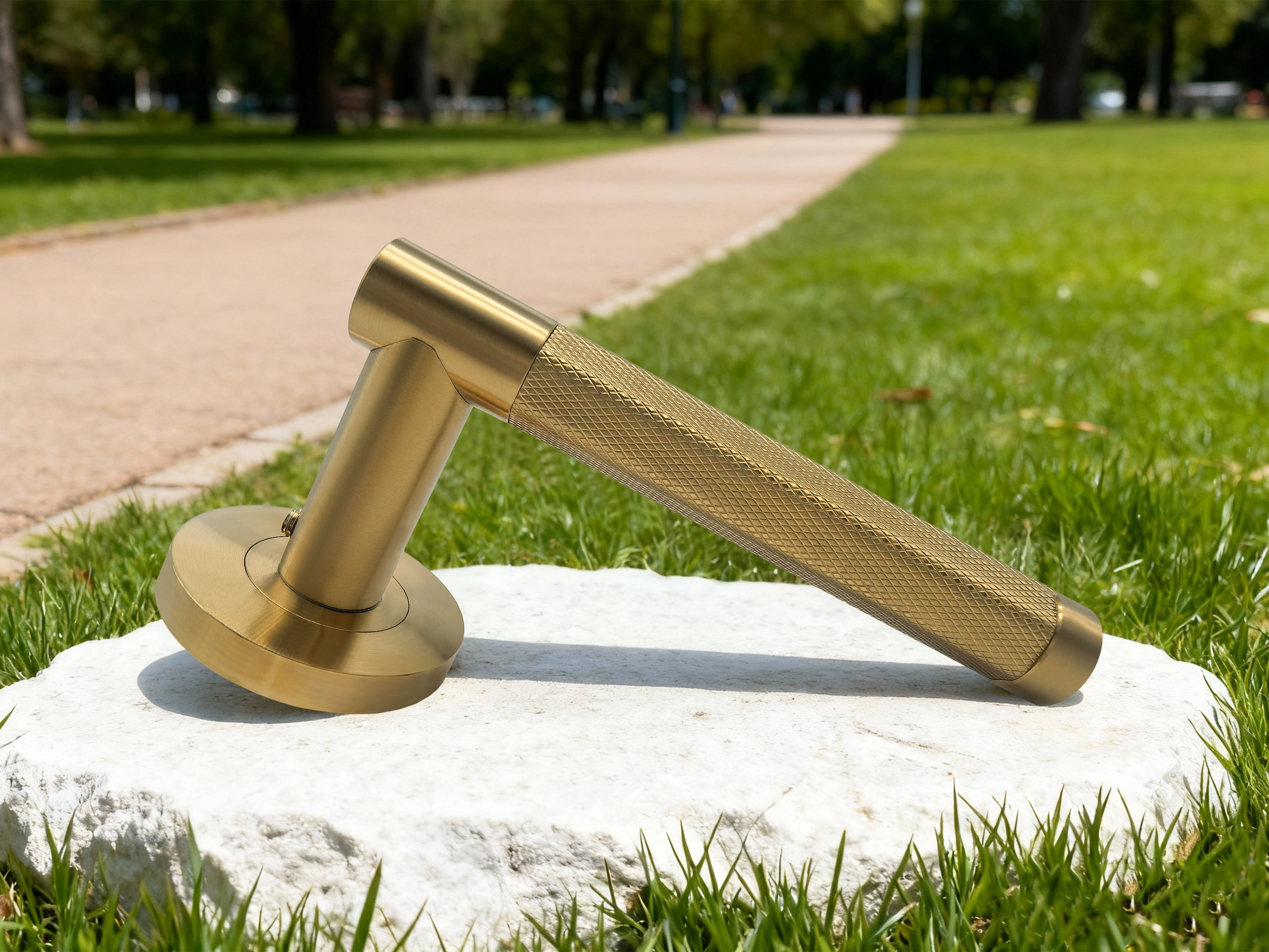 PVD Gold Hexagon Stainless Steel Door Handle | Architectural Hardware Manufacturer