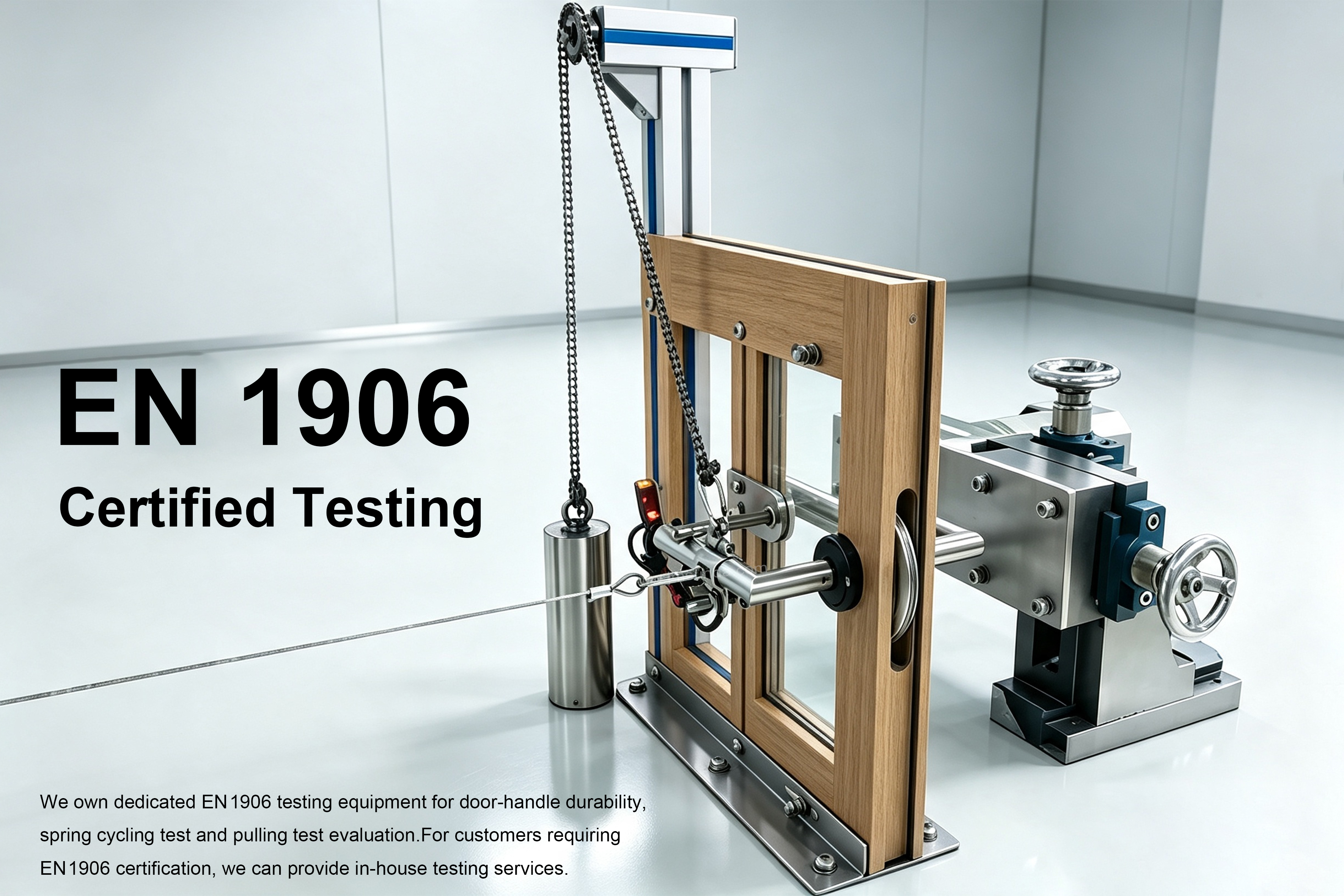 EN 1906 In-House Door Handle Testing Equipment for Durability, Spring Cycling and Pulling Evaluation