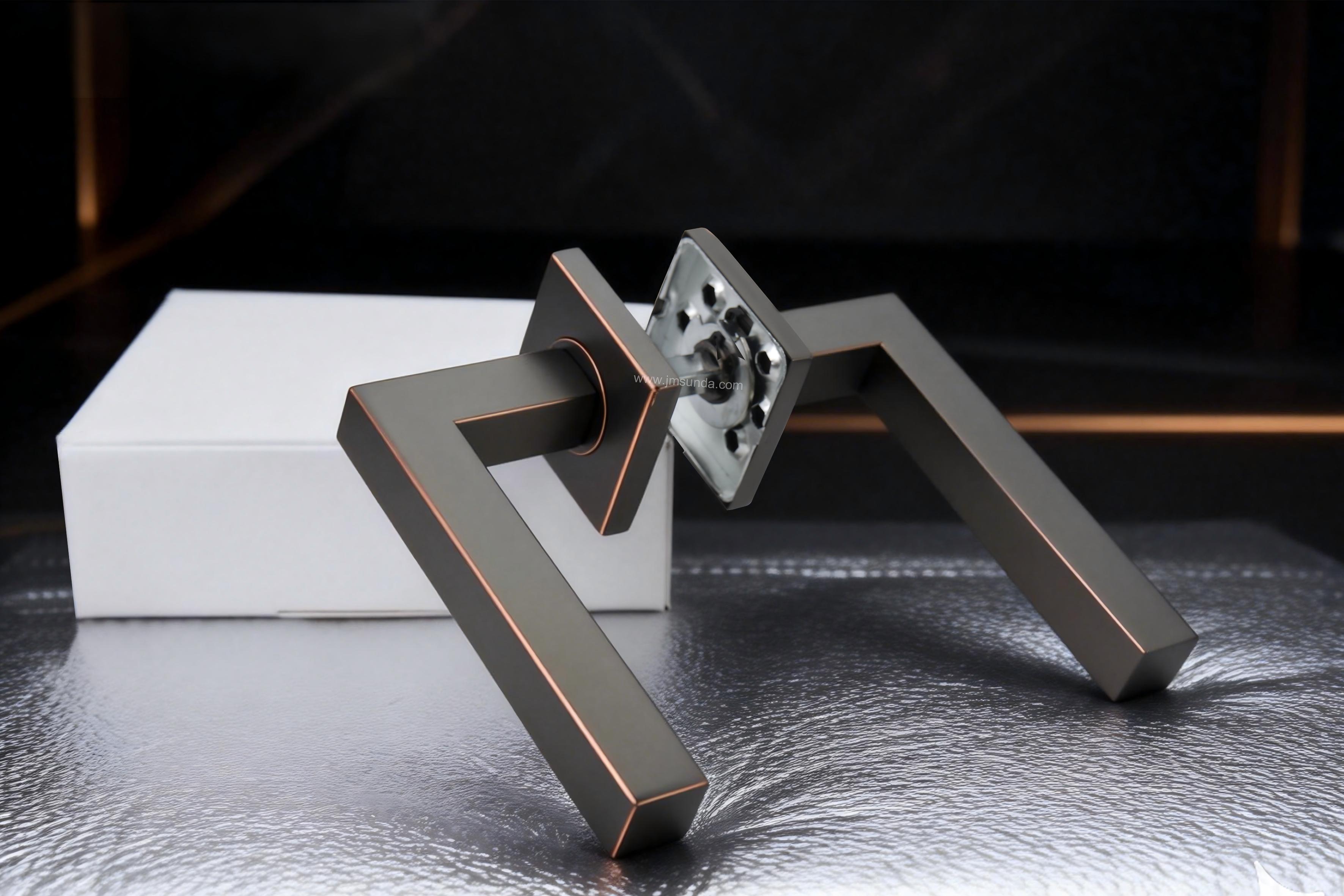 Durable 304 stainless steel lever handle with oil rubbed bronze finish for high-traffic commercial spaces and interior doors.