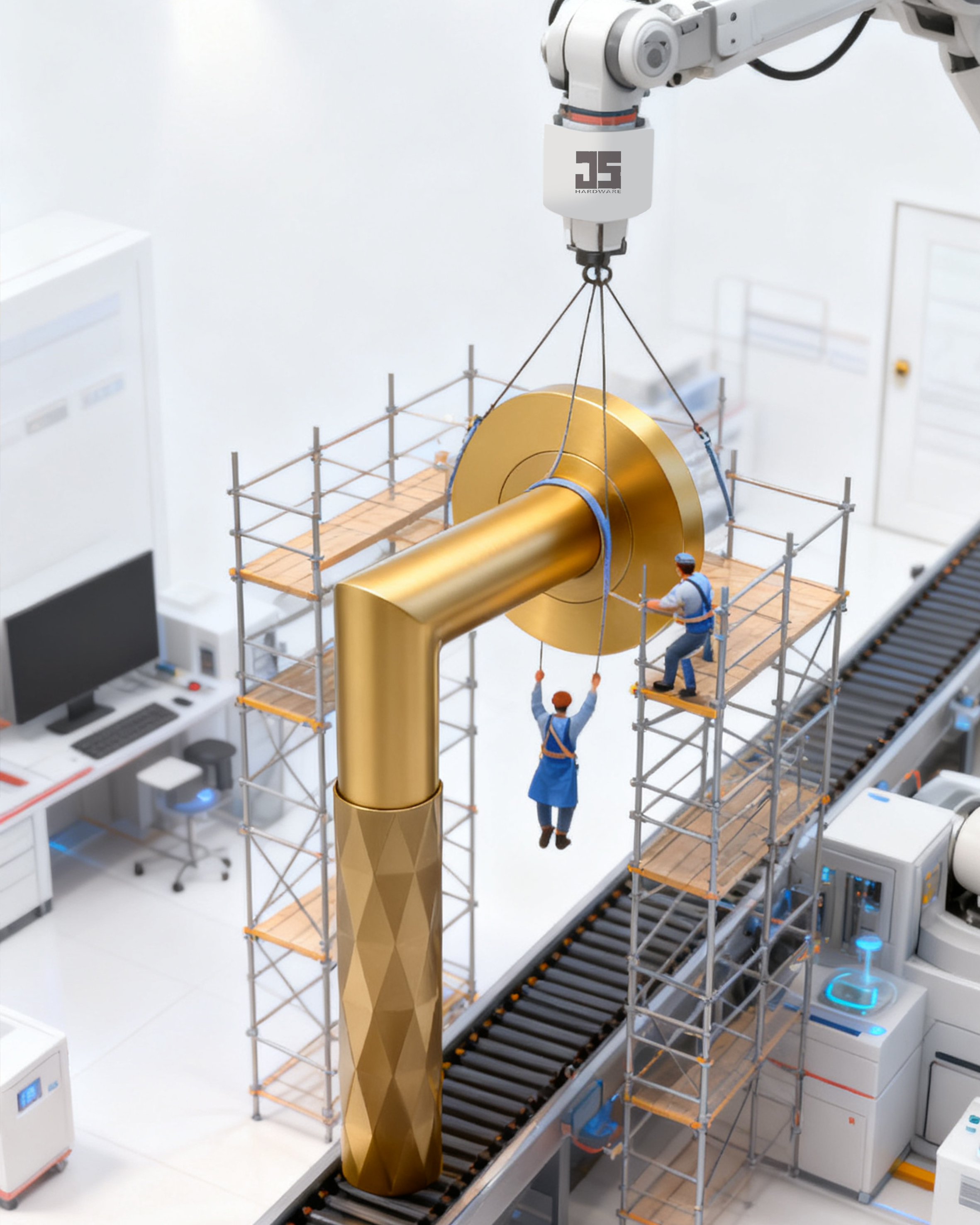 Rhombus-Shaped Stainless Steel and Brass Door Handle for Modern Interior Doors (2)