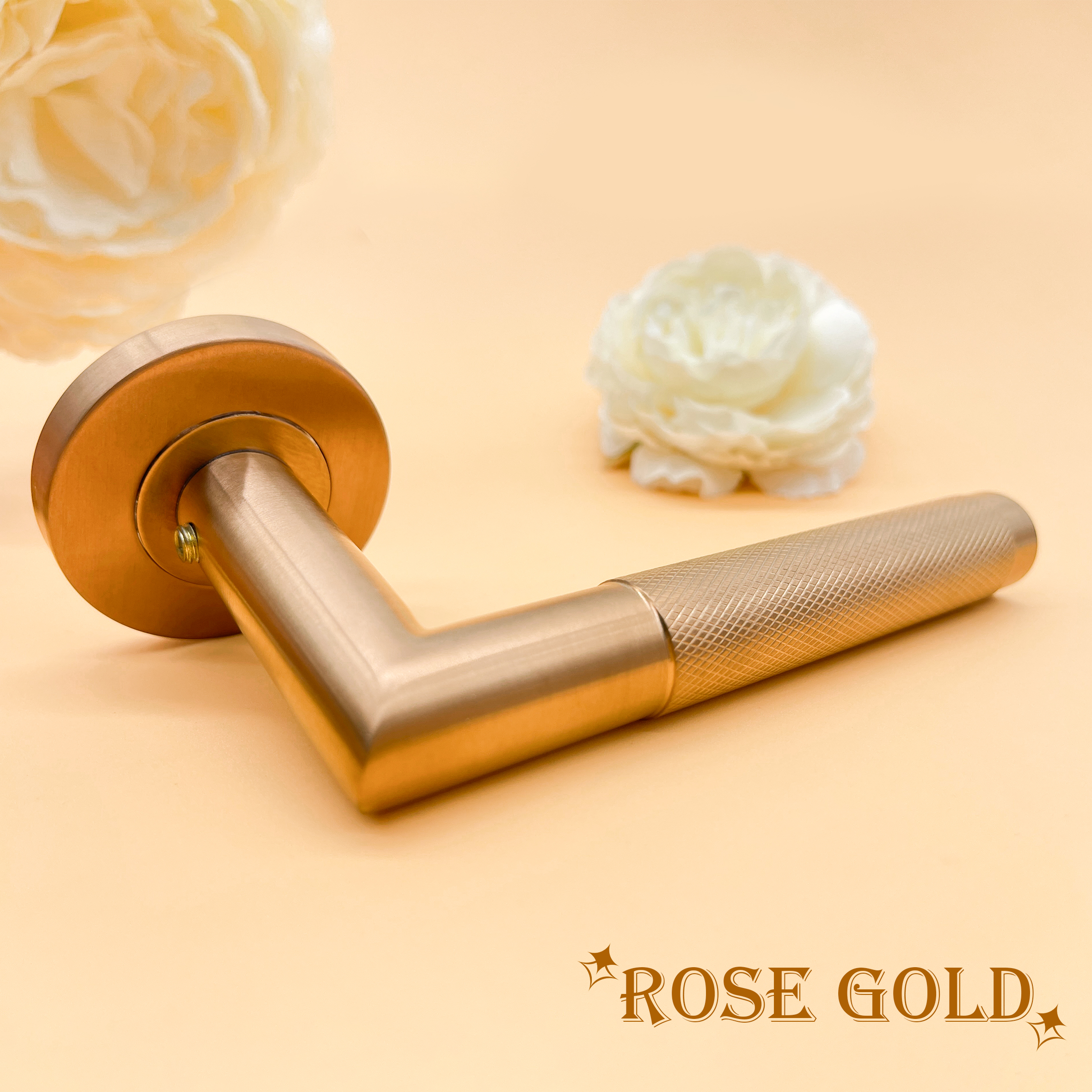 Modern Minimalist Style Right-Angle Knurled Door Handle