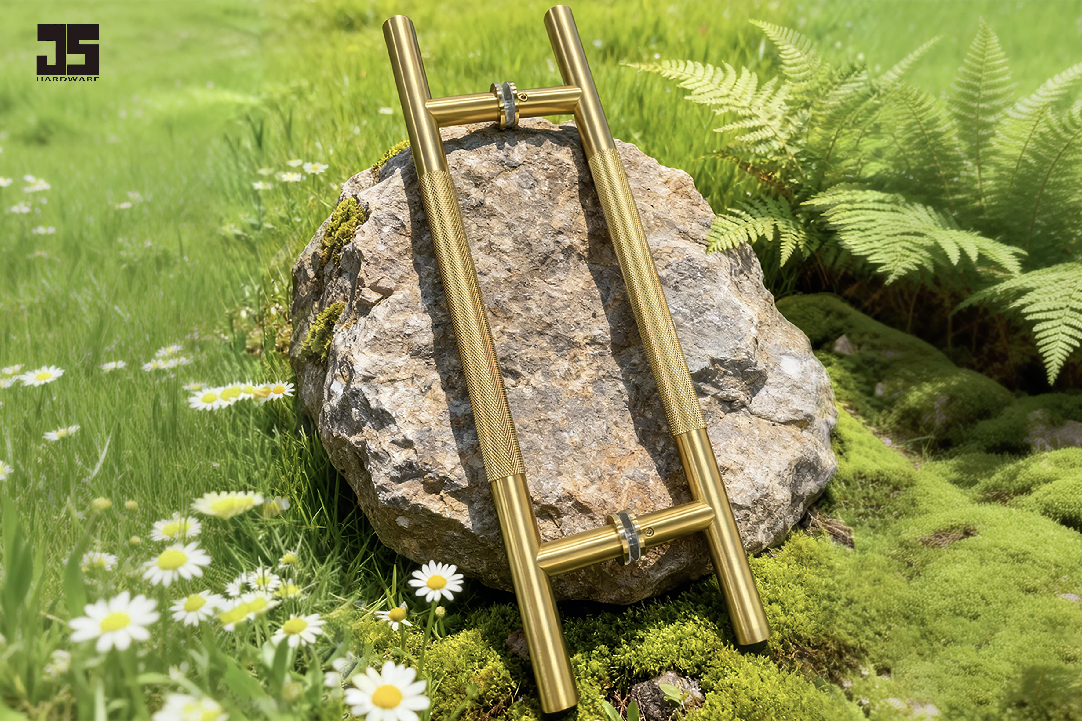 Modern stainless steel knurled pull handle for commercial and architectural doors