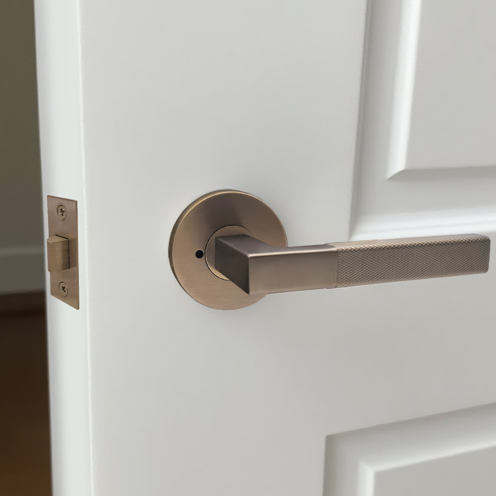 Square Tube Gold Knurled Stainless Steel Door Handle for Bedroom