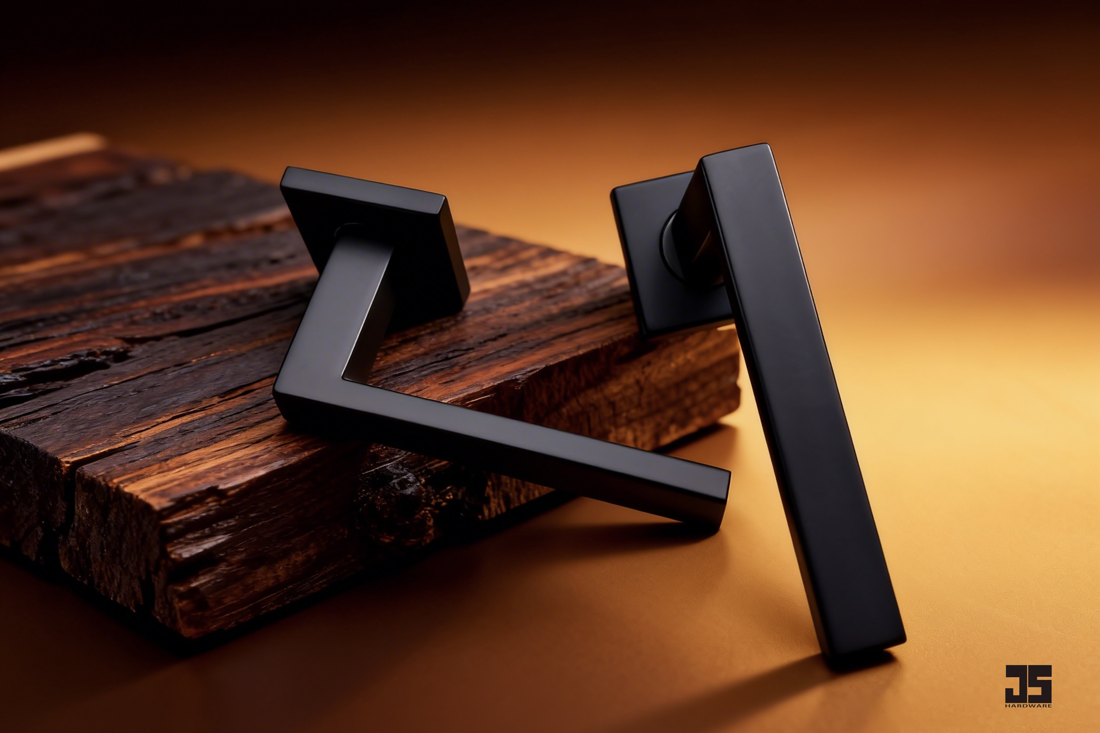 Matte Black Square Lever Door Handle with Square Rosette – Minimalist Modern Hardware