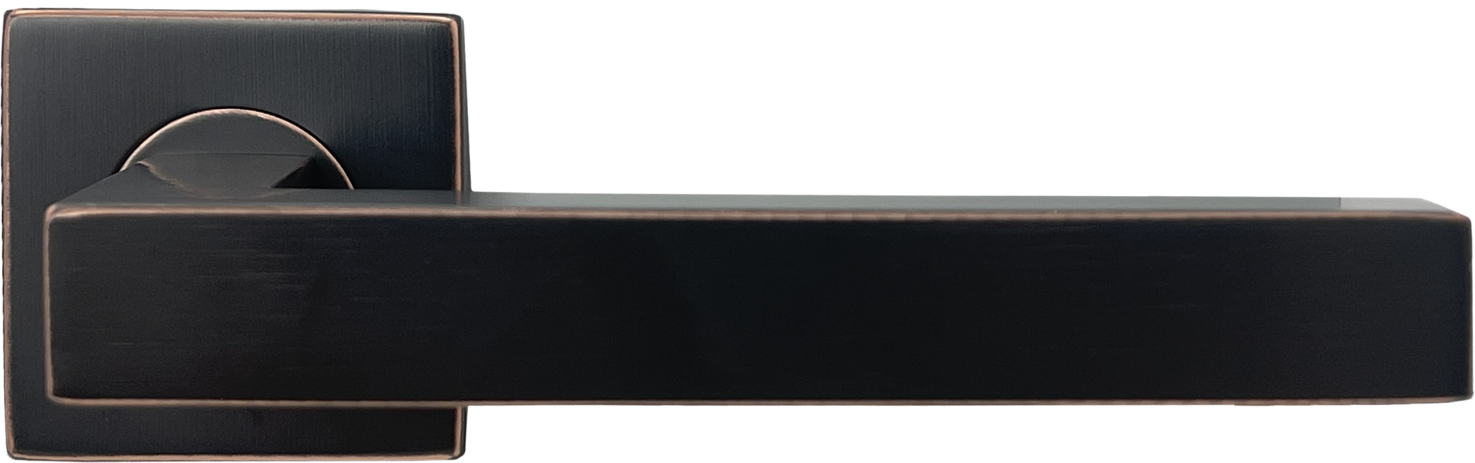 Durable 304 stainless steel lever handle with oil rubbed bronze finish for high-traffic commercial spaces and interior doors.