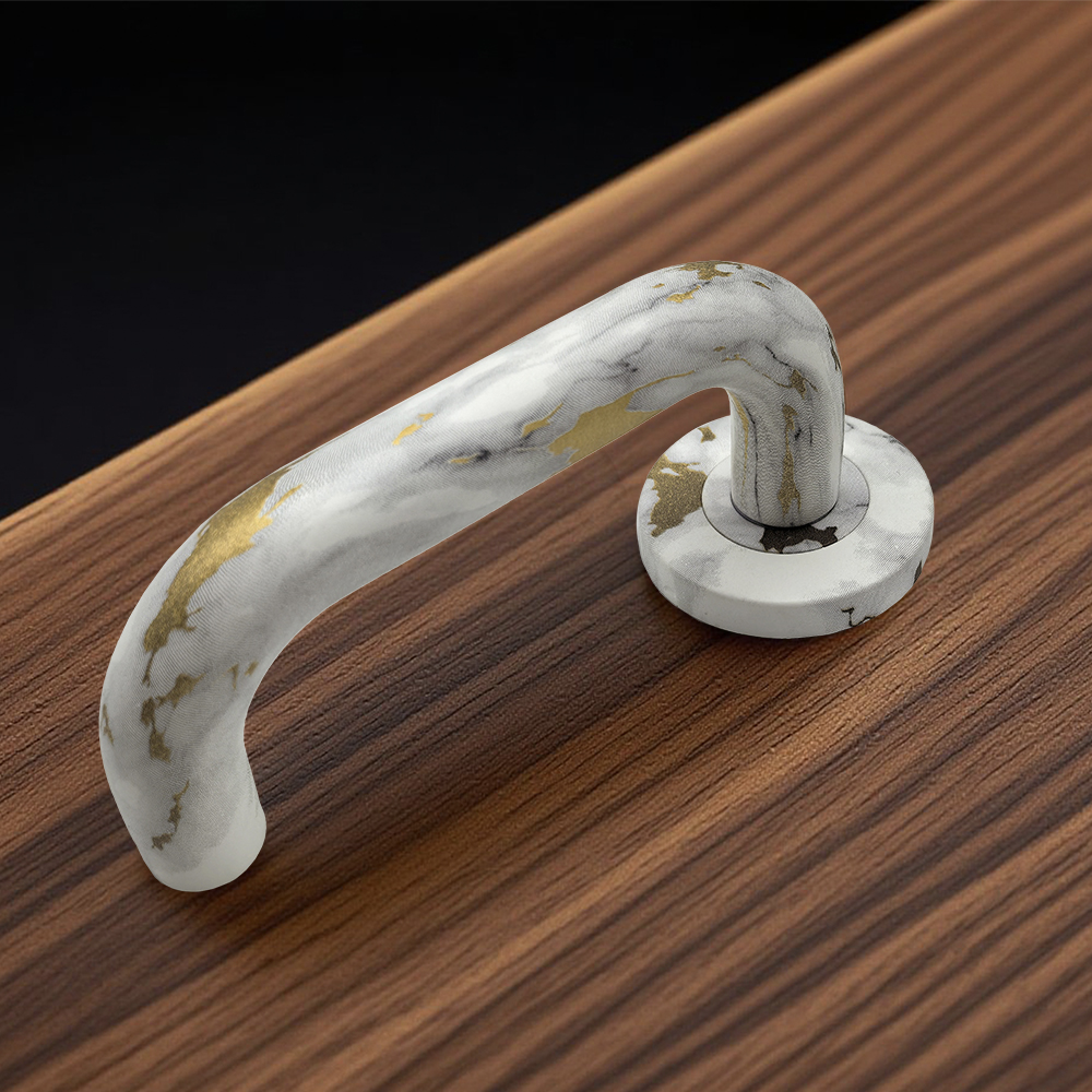 Modern Minimalist Style Marble Vein Water Painting Door Handle
